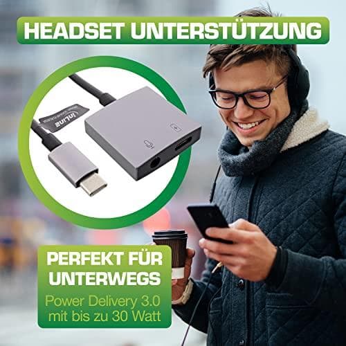 USB-C ljudadapterkabel till 3,5 mm-jack + PD 30W (33054F)