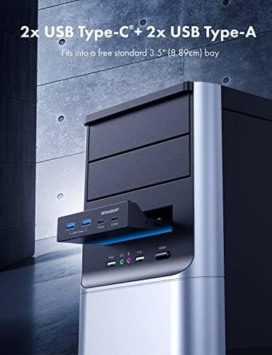 Graugear USB-HUB Multi-frontpanel, USB 3.2 Gen2 Type-C detailhandel (G-MP02)