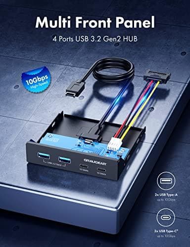 Graugear USB-HUB Multi-frontpanel, USB 3.2 Gen2 Type-C detailhandel (G-MP02)