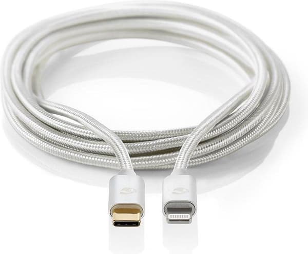Nedis USB-kabel | USB 2.0 | Apple Lightning 8 Pin | USB-C™ han | 480 Mbps | forgyldt | 2,00 m | runde | Strikket / Nylon | Aluminium | Dæk vindueskass