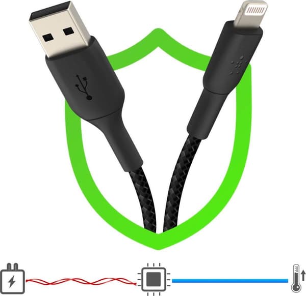 Belkin CAA002BT2MBK Lightning-kabel 2 m Svart
