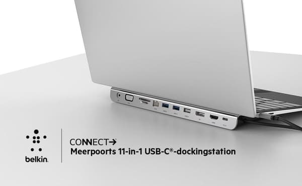 Belkin INC004BTSGY dockningsstation för bärbar dator/portreplikator Trådbunden USB 3.2 Gen 1 (3.1 Gen 1) Typ-C Svart, Grå