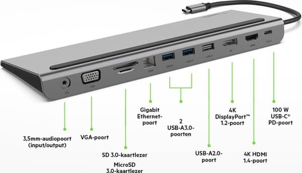 Belkin INC004BTSGY dockningsstation för bärbar dator/portreplikator Trådbunden USB 3.2 Gen 1 (3.1 Gen 1) Typ-C Svart, Grå