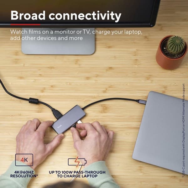 Trust Dalyx - telakointiasema - kannettavalle tietokoneelle - USB-C - HDMI - GigE