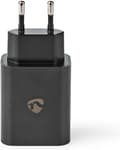 Miniatyrbillede 6 af 8: Nedis netoplader 32 W Hurtig opladning 1,5 2,0 2 - Antal stikkontakter: 1, USB-C™, Automatisk spændingsvalg (WCQC402ABK)