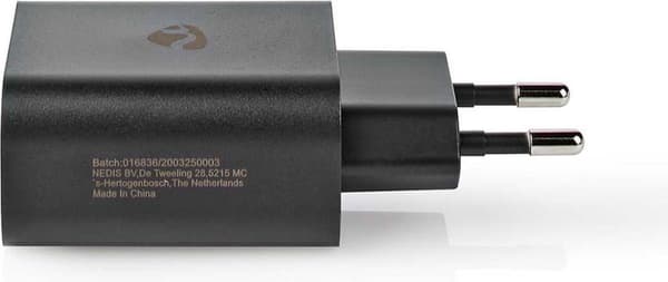 Nedis netoplader 32 W Hurtig opladning 1,5 2,0 2 - Antal stikkontakter: 1, USB-C™, Automatisk spændingsvalg (WCQC402ABK)
