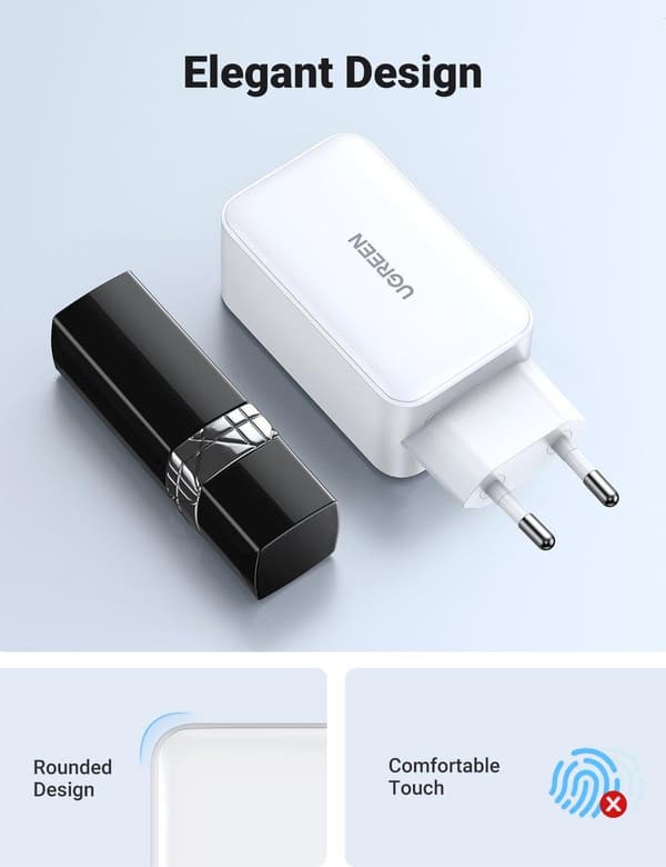 Nexode USB-A+2*USB-C 65W GaN Tech hurtigoplader hvid (15334)