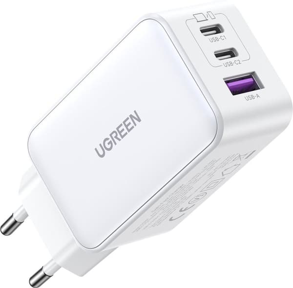 Nexode USB-A+2*USB-C 65W GaN Tech hurtigoplader hvid (15334)