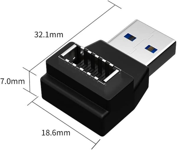 NÖRDIC Type E - USB-A 90 asteen kulmassa oleva sovitin