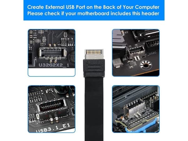 NÖRDIC USB3.1 etupaneelin sovitin 2xType E - 2xType C 50cm