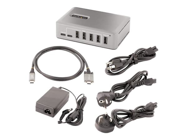 StarTech.com 10-Port USB-C Hub, 8x USB-A + 2x USB-C, Self-Powered w/ 65W Power Supply, USB 3.1 10Gbps Hub w/ BC1.2 Charging, Desktop/Laptop USB Hub w