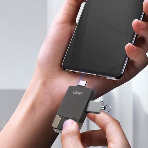 LinQ 2in1 USB-C och Lightning till USB 3.0 och USB 2.0 hona OTG-adapter