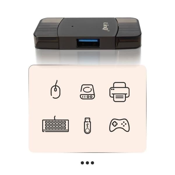 LinQ 2in1 USB-C och Lightning till USB 3.0 och USB 2.0 hona OTG-adapter