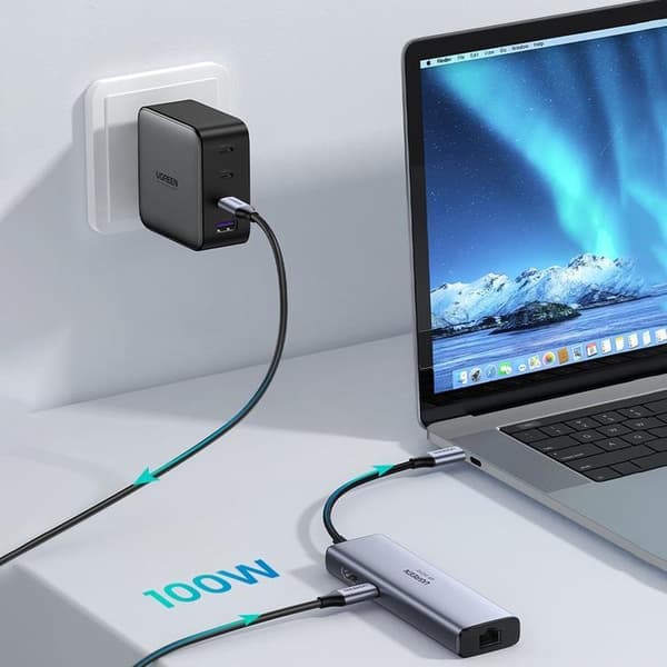 Ugreen 5in1 Multifunctional HUB USB-C 100W - Grå