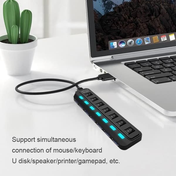 USB2.0HUB7PORTS USB 3.0 splitter, 7 flera portar, för Macbook Air, datortillbehör