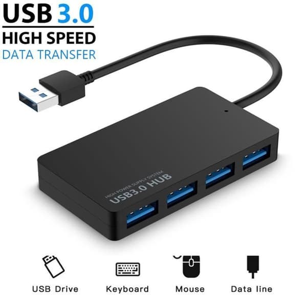 USB2.0 Black 7 Port - High Speed USB Hub Flera externa portar, USB Splitter Adapter, Expander, en