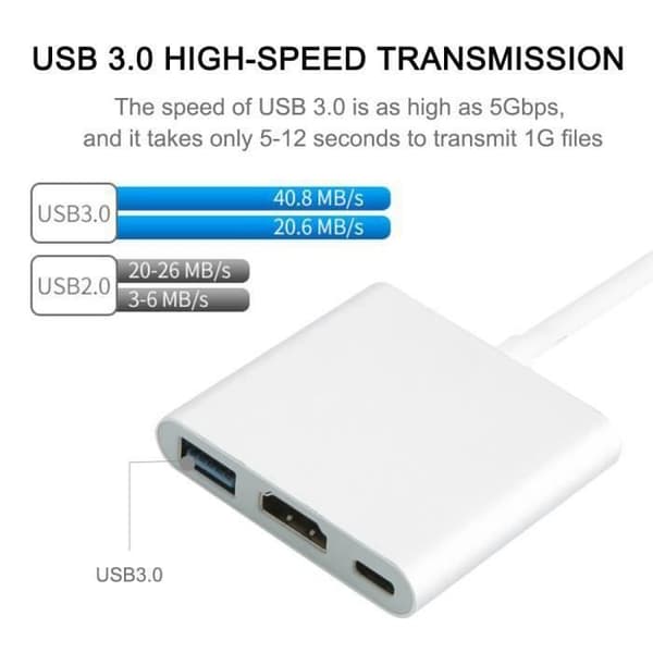 TH USB 3.0 Typ C USB-C till HDMI-adapter för Apple New Macbook Kompatibel med HDMI