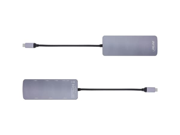 InLine 35392C, USB Type-C, USB 3.2 Gen 2 (3.1 Gen 2) Type-A, USB 3.2 Gen 2 (3.1 Gen 2) Type-C, 10000 Mbit/s, Grå, Gjuten aluminium, 100 W
