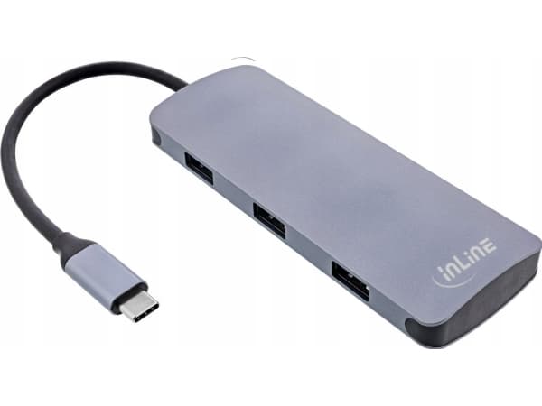 InLine 35392C, USB Type-C, USB 3.2 Gen 2 (3.1 Gen 2) Type-A, USB 3.2 Gen 2 (3.1 Gen 2) Type-C, 10000 Mbit/s, Grå, Gjuten aluminium, 100 W