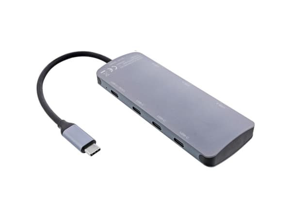 InLine 35392C, USB Type-C, USB 3.2 Gen 2 (3.1 Gen 2) Type-A, USB 3.2 Gen 2 (3.1 Gen 2) Type-C, 10000 Mbit/s, Grå, Gjuten aluminium, 100 W