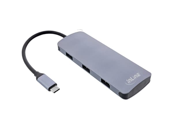 InLine 35392C, USB Type-C, USB 3.2 Gen 2 (3.1 Gen 2) Type-A, USB 3.2 Gen 2 (3.1 Gen 2) Type-C, 10000 Mbit/s, Grå, Gjuten aluminium, 100 W