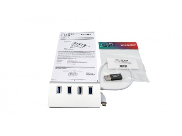 EXSYS EX-1134-2, USB 3.2 Gen 1 (3.1 Gen 1) Type-A, USB 3.2 Gen 1 (3.1 Gen 1) Type-A, USB 3.2 Gen 1 (3.1 Gen 1) Type-C, 5000 Mbit/s, Silver, Metall, R