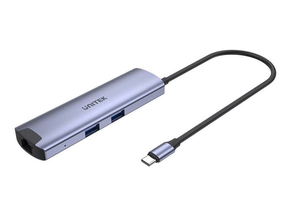 Unitek - Hubb - multiport, USB-C - 3 x SuperSpeed USB 3.0 + 1 x HDMI + 1 x 1000Base-T - skrivbordsmodell