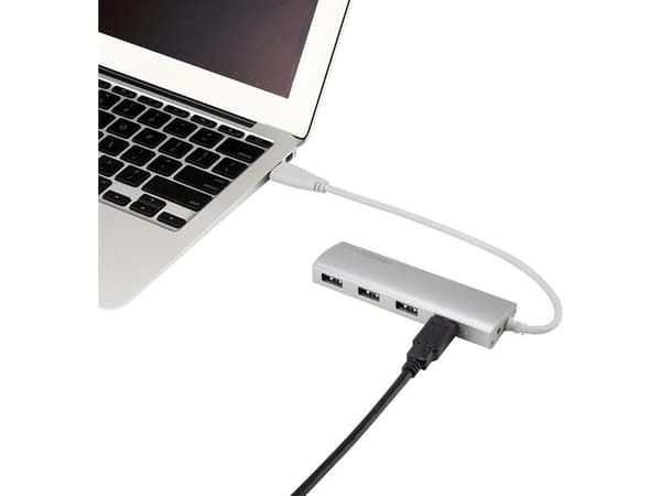 Renkforce 4 portin USB 3.0 -keskitin alumiinikotelolla Alumiini (1234385)