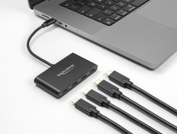Delock USB 3.2 Gen 2 USB Type-C -keskitin, jossa on 4 x USB Type-C -liitäntä - 10 Gbps