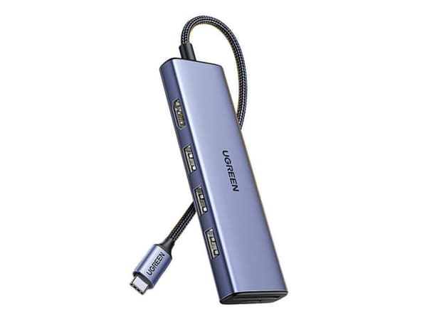 Ugreen 20956A, USB Type-C, HDMI, USB 3.0, 5000 Mbit/s, 3840 x 2160, Silver, Rund kabel
