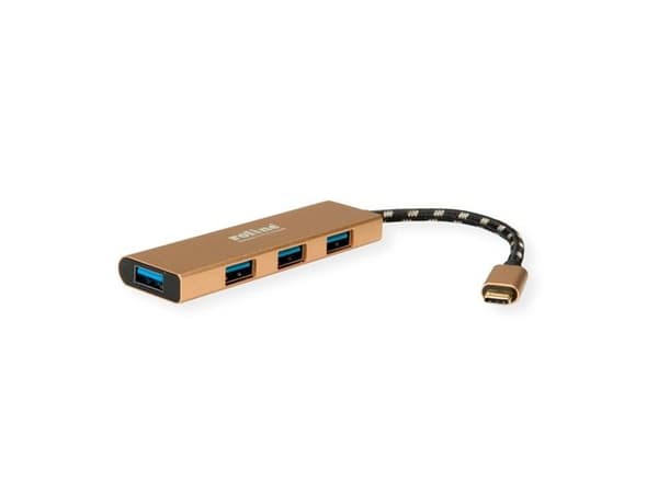 ROLINE 14.02.5049-5, USB 3.2 Gen 1 (3.1 Gen 1) Type-C, USB 3.2 Gen 1 (3.1 Gen 1) Type-C, 5000 Mbit/s, Guld, Akrylnitrilbutadienstyren (ABS), Gjuten a