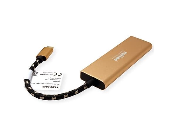 ROLINE 14.02.5049-5, USB 3.2 Gen 1 (3.1 Gen 1) Type-C, USB 3.2 Gen 1 (3.1 Gen 1) Type-C, 5000 Mbit/s, Guld, Akrylnitrilbutadienstyren (ABS), Gjuten a