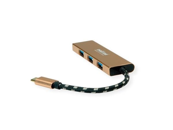 ROLINE 14.02.5049-5, USB 3.2 Gen 1 (3.1 Gen 1) Type-C, USB 3.2 Gen 1 (3.1 Gen 1) Type-C, 5000 Mbit/s, Guld, Akrylnitrilbutadienstyren (ABS), Gjuten a