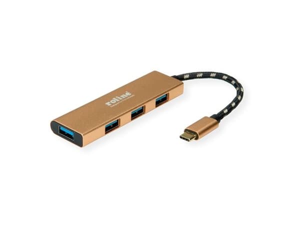 ROLINE 14.02.5049-5, USB 3.2 Gen 1 (3.1 Gen 1) Type-C, USB 3.2 Gen 1 (3.1 Gen 1) Type-C, 5000 Mbit/s, Guld, Akrylnitrilbutadienstyren (ABS), Gjuten a