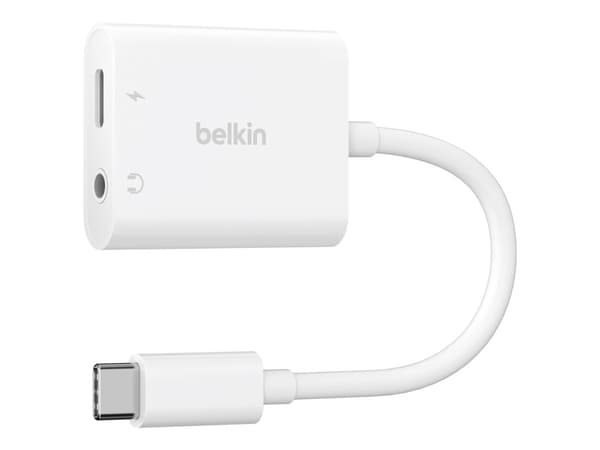 Belkin NPA004BTWH, USB Type-C, 3.5mm, USB Type-C, Valkoinen, 60 W, Pyöreä kaapeli, Qi-Certified