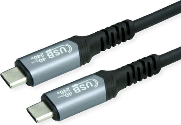 VALUE USB4 Gen3x2-kabel, CC, M/M, 40Gbit/s, 240W, sort, 0,5 m