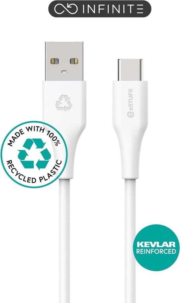 eSTUFF ES605170-BULK, 1 m, USB C, USB A, USB 2.0, 480 Mbit/s, Vit