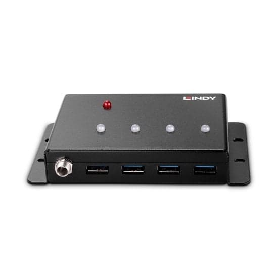 Lindy 43374 gränssnittshubb USB 3.2 Gen 1 (3.1 Gen 1) Typ-B 5000 Mbit/s Svart (43374)