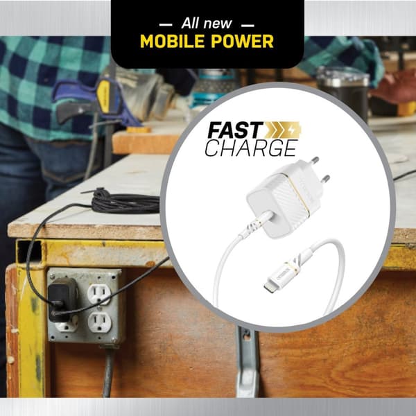 OtterBox väggladdare - Strömförsörjning - 20 Watt - 3 A - PD 3.0 (24 pins USB-C) - Cloud Dust White - för Apple iPad/iPhone/iPod (Lightning)