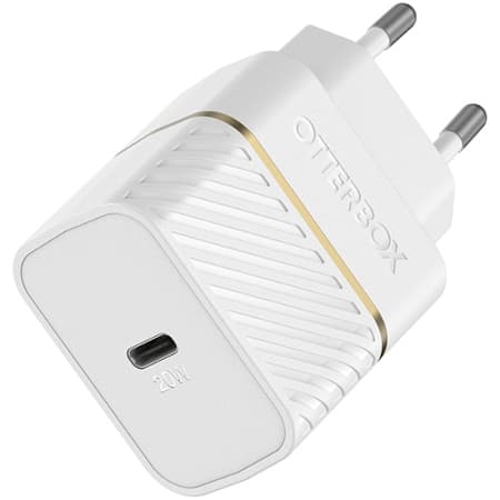OtterBox väggladdare - Strömförsörjning - 20 Watt - 3 A - PD 3.0 (24 pins USB-C) - Cloud Dust White - för Apple iPad/iPhone/iPod (Lightning)