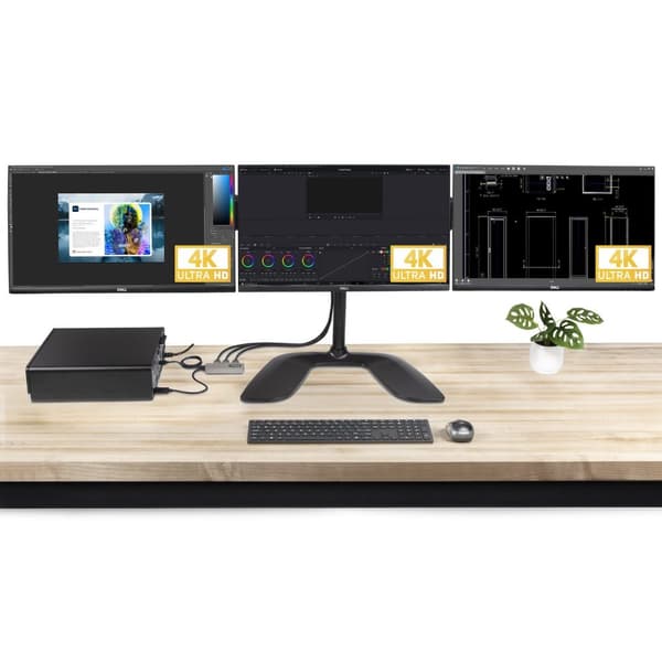 StarTech.com 3-portars MST Hub, DisplayPort till trippel HDMI-skärmar, 4K 60Hz, DP 1.4 Multi-Monitor Video Adapter med inbyggd 12" kabel, USB-driven,
