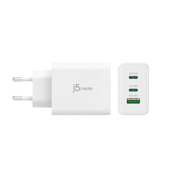 J5CREATE 65W GAN USB-C 3-PORTS OPLADER EU (JUP3365-EN)