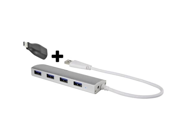 Renkforce RF-4243404, USB 2.0, USB 3.2 Gen 1 (3.1 Gen 1) Type-A, 5000 Mbit/s, Gjuten aluminium, USB, 113 mm