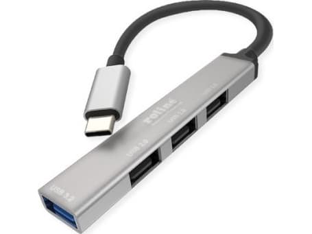 ROLINE 14.02.5053-10, USB 3.2 Gen 1 (3.1 Gen 1) Type-C, USB 3.2 Gen 1 (3.1 Gen 1) Type-A, 5000 Mbit/s, Gjuten aluminium, Rund kabel, 105 mm