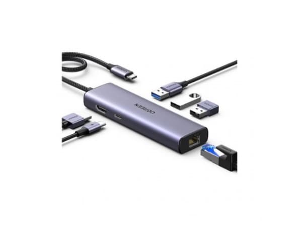 USB adapter Ugreen Adapter 1in6 UGREEN CM512 USB-C to 3x USB A 3.0, HDMI, RJ45, PD Converter