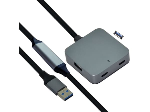Value 12.99.1125, USB 3.2 Gen 1 (3.1 Gen 1) Type-A, USB 3.2 Gen 1 (3.1 Gen 1) Type-A, USB 3.2 Gen 1 (3.1 Gen 1) Type-C, Svart, Rund kabel, 10 m, 52 m