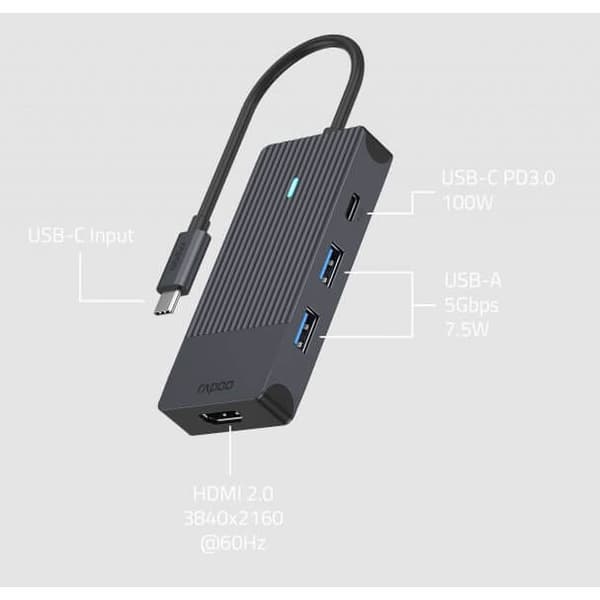 Rapoo Multiport USB-C UCM-2001 4-i-1 USB-C-Adapter