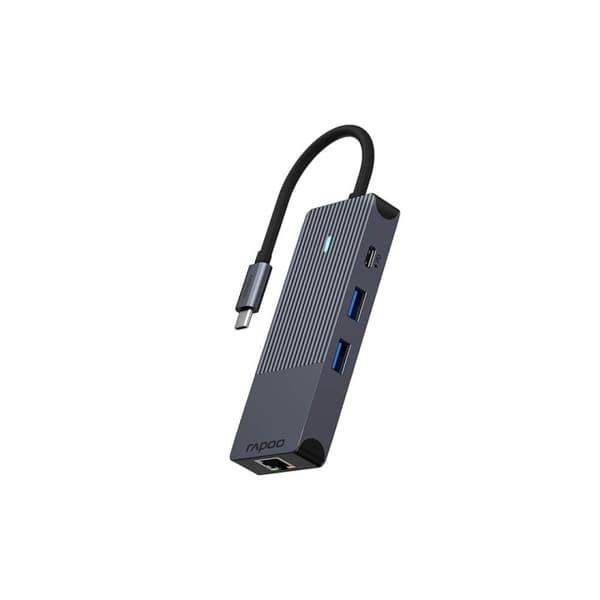 Rapoo Multiport USB-C UCM-2004 8-i-1 USB-C-Adapter Svart