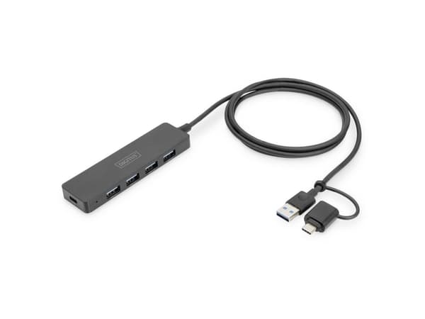 DIGITUS Slim Line - Hubb - 4 x SuperSpeed USB 3.0 - skrivbordsmodell