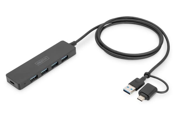 DIGITUS Slim Line - Hubb - 4 x SuperSpeed USB 3.0 - skrivbordsmodell